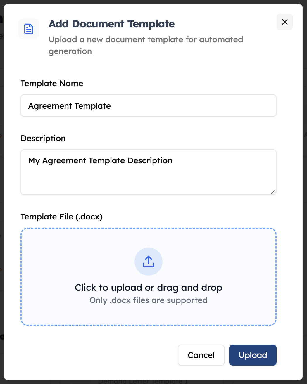 Uploading Template