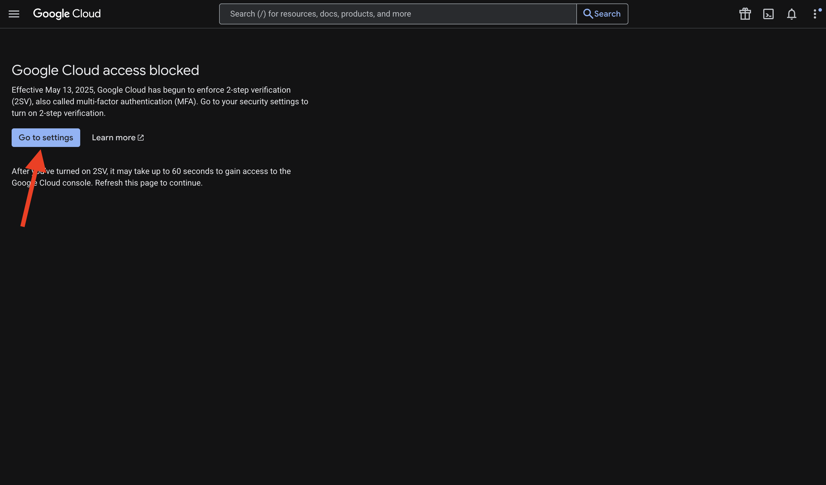 Google Cloud 2-Step Verification Required